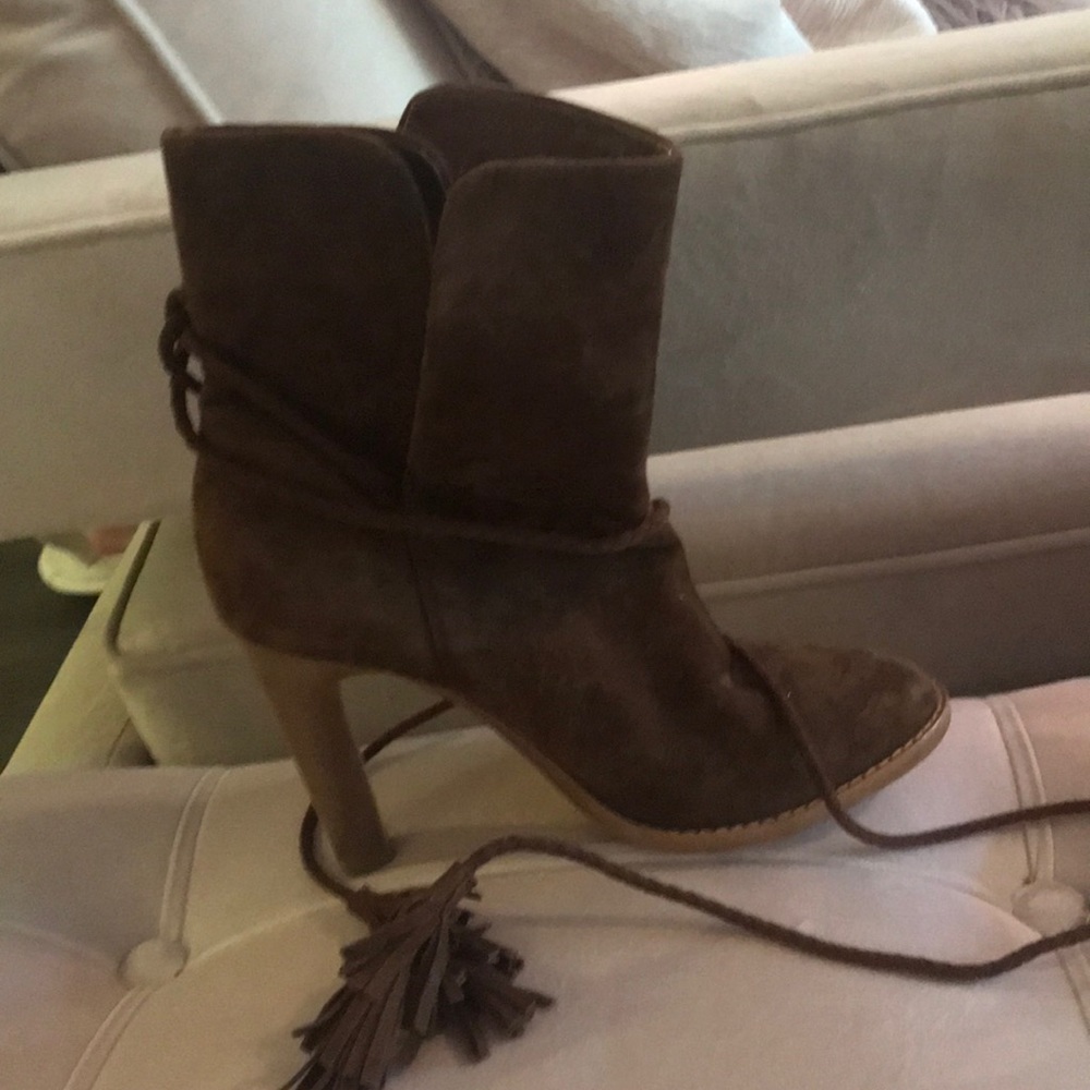Joie reddish brown suede tie boots 37